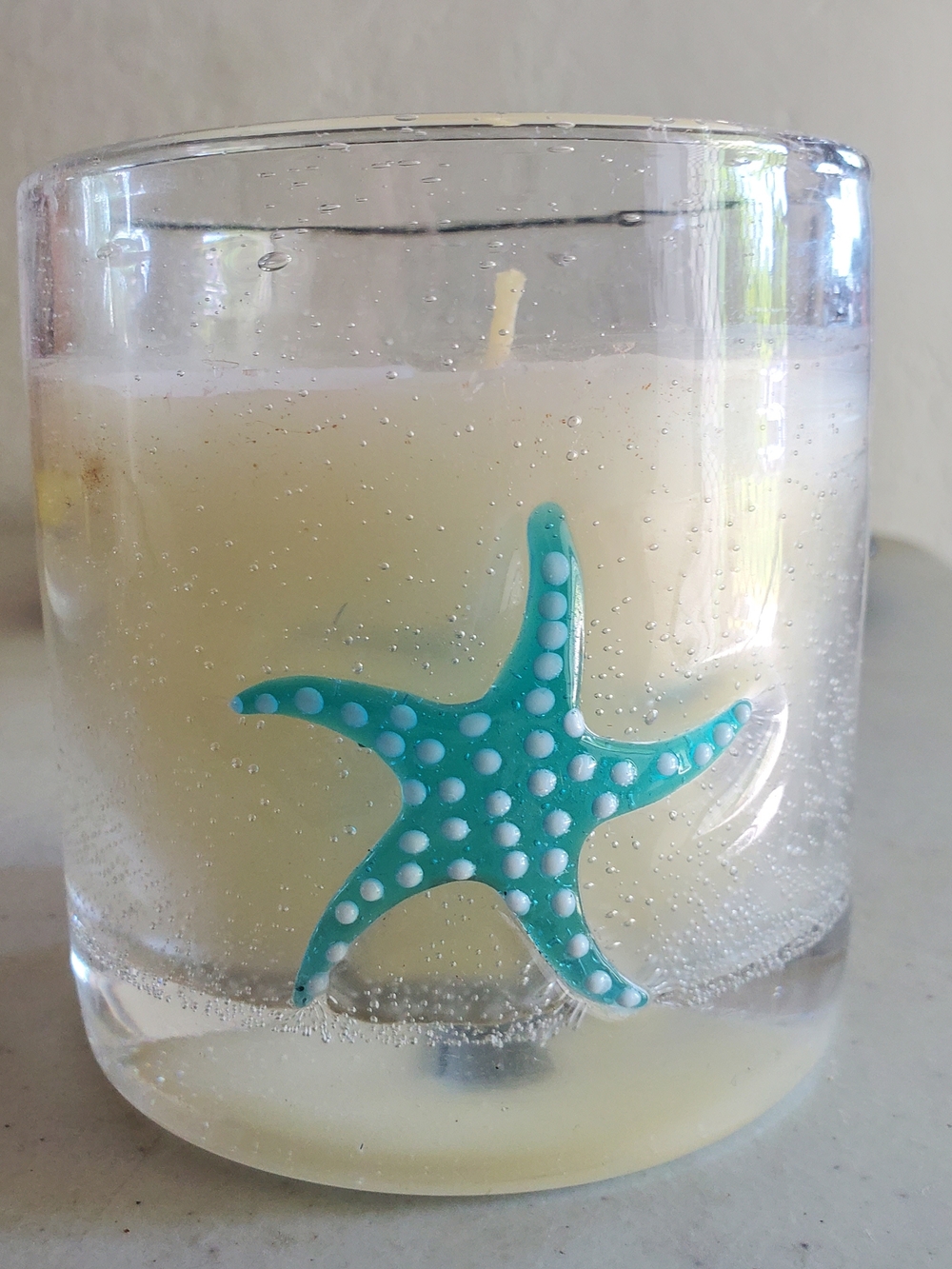 Home Interiors Summer Starfish Candle Tropical Breeze scent bubble glass New